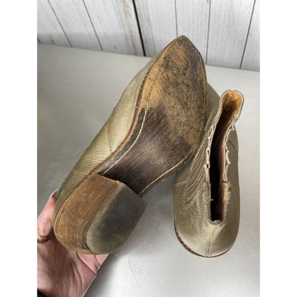 Latigo Panama Ankle Boots Size 8.5 Green Leather Slip On Block Heel - Picture 6 of 6